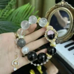 Baroque Palace Retro Series | Mo Pink Blue Grey Rabbit Hair Silver Shining Stone 16-18mm