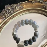 Grey Moonlight Grey Agate Silver Shine Stone Black Shine Stone 13-15mm
