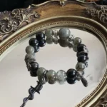 Harry Potter Series - Slytherin Green Ghost Silver Shine Stone Blue Grey Rabbit Fur