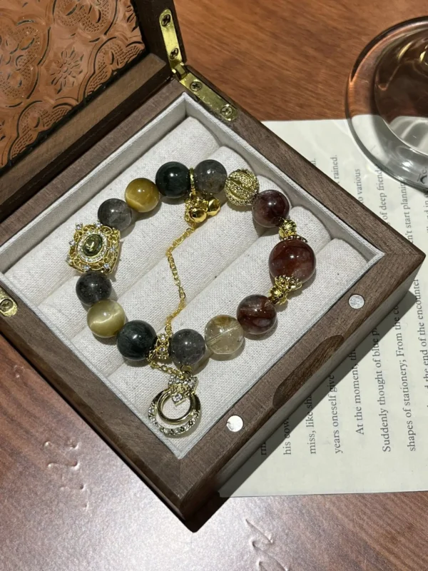 [Christmas Style] Red Gum Flower Golden Hair Crystal Gold Tiger Eye Green Ghost Green Eagle Eye Stone