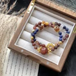 【 Dunhuang Series 】 - Blue patterned stone, red gelatinous flower, yellow gelatinous flower, white agate running ring