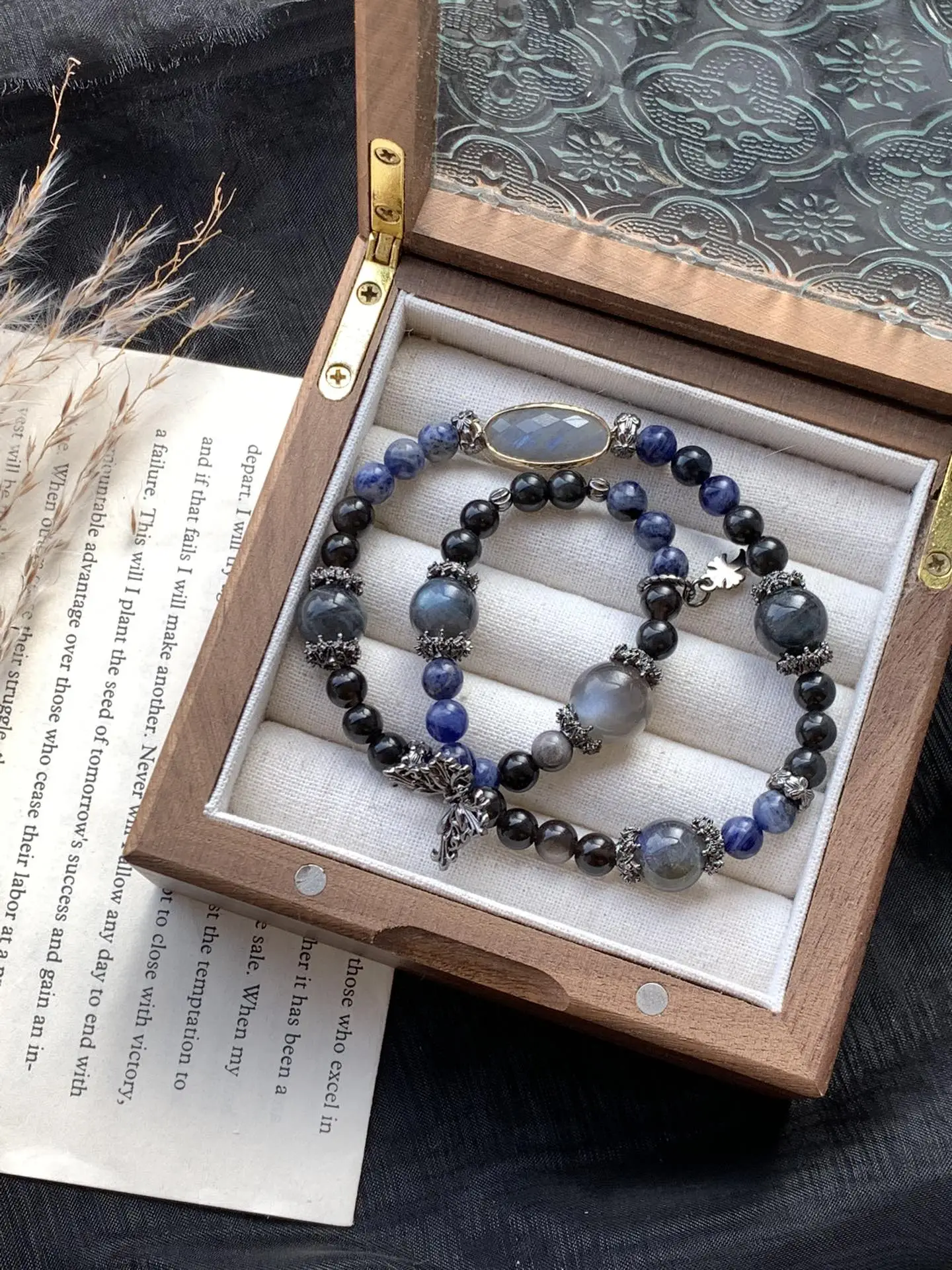 i1732671200_5039_1.webp Blue patterned stone, silver glitter, obsidian, lime, moonlight backbone - Image 1