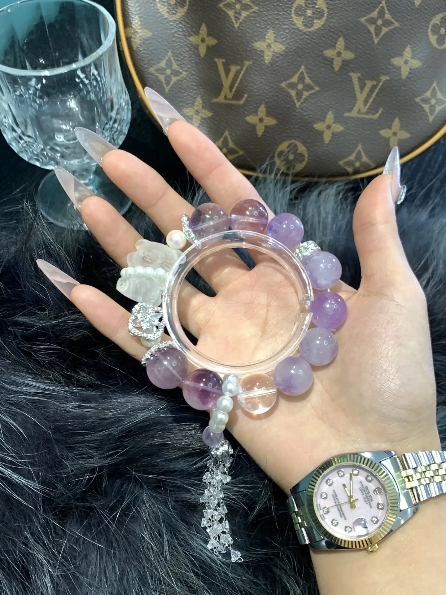 i1732786733_4314_12.webp 【 High end design 】White Crystal Lavender Purple Water Bolivia Purple Water 15-16 - Image 1