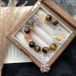Tiger Eye Stone Yellow Gum Flower Red Gum Flower Purple Crystal White Crystal Bear 14-15