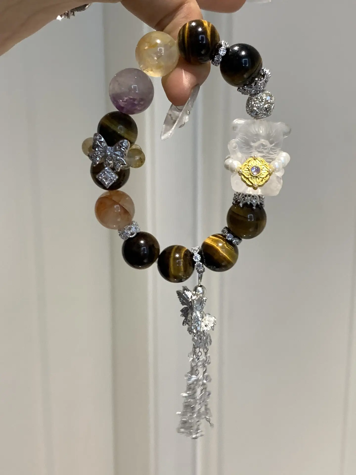 i1733571406_1917_3.webp Tiger Eye Stone Yellow Gum Flower Red Gum Flower Purple Crystal White Crystal Bear 14-15 - Image 1