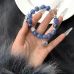 High quality cat eye oil painting with symbiotic blue crystal 11-12mm white crystal 15
(Super Whitening)