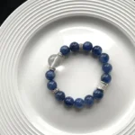 High quality cat eye oil painting with symbiotic blue crystal 11-12mm white crystal 15