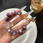 High end customized purple lithium mica 14mm white crystal