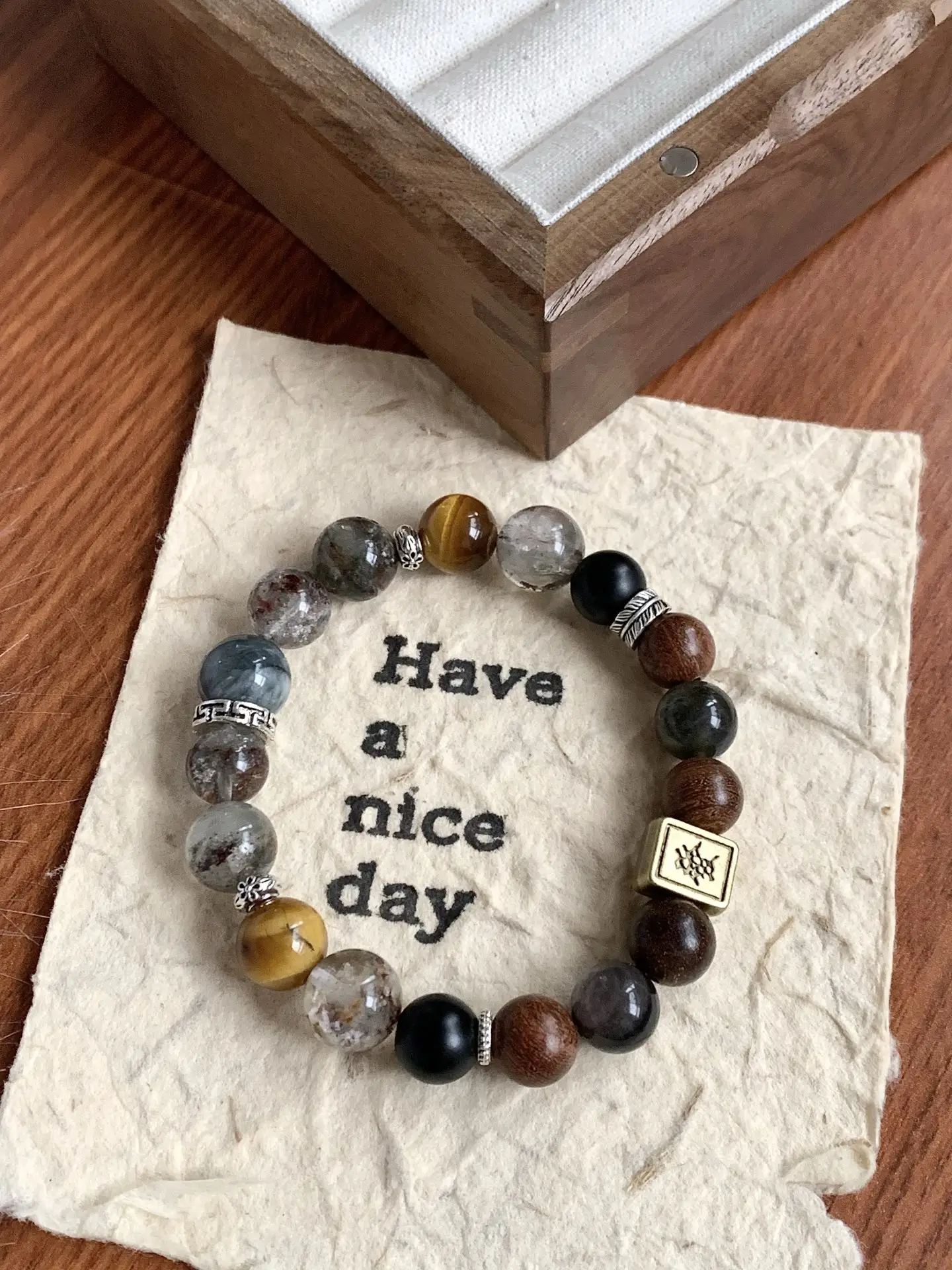 i1739084595204_9918_0_5.webp Tea Ice Shining Silver Shining Stone Yellow Tiger Eye Sandalwood 8-12 - Image 1