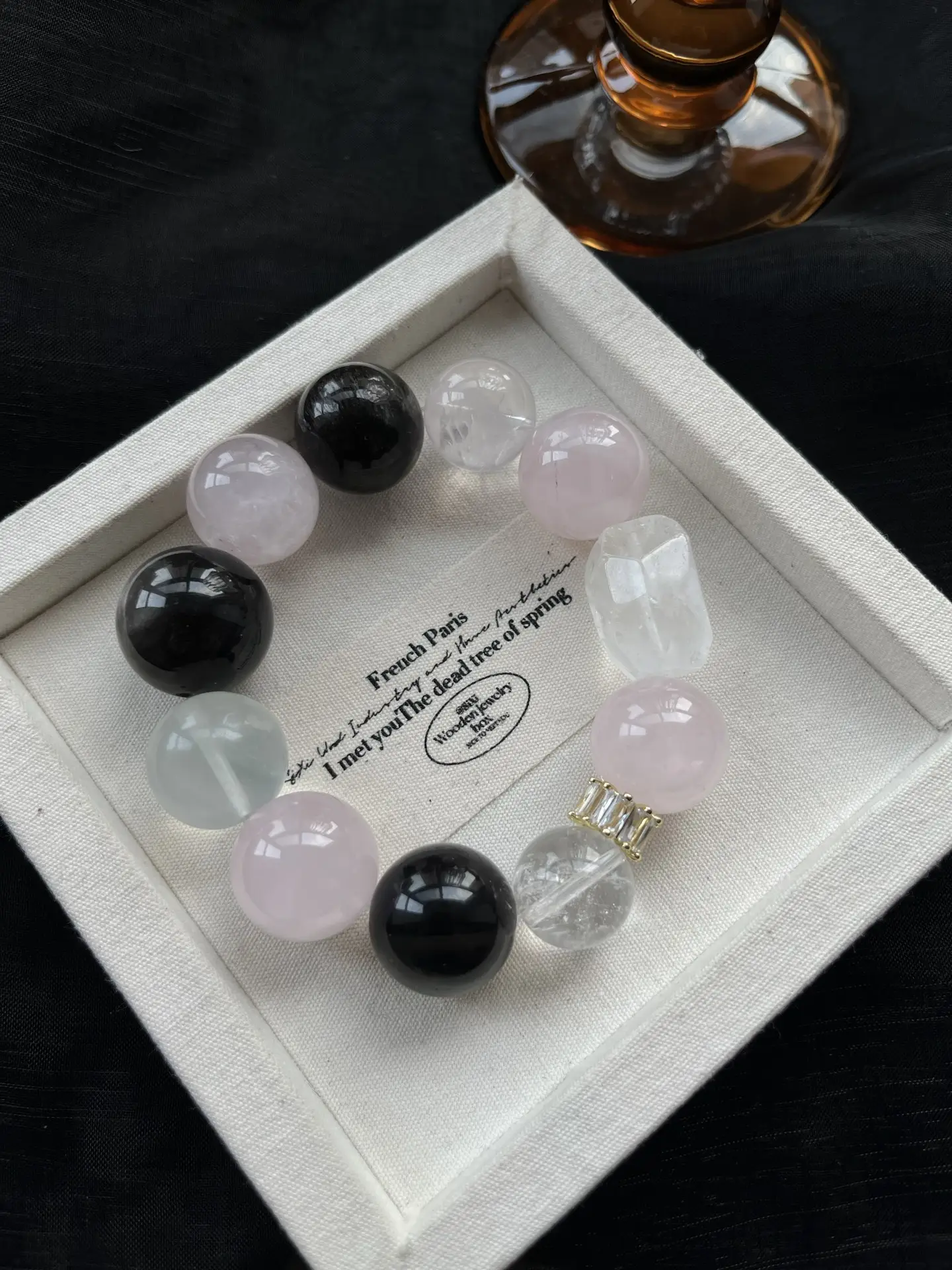 i1740561198741_419_0_8.webp Pink crystal, white crystal, green fluorite, silver glitter, 15-18mm - Image 1