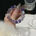 Amethyst and White Crystal 12mm