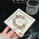 Purple Rabbit Hair White Crystal 16mm