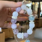 Sea Blue Treasure White Ghost Purple Lithium Mica Purple Crystal 14-15mm