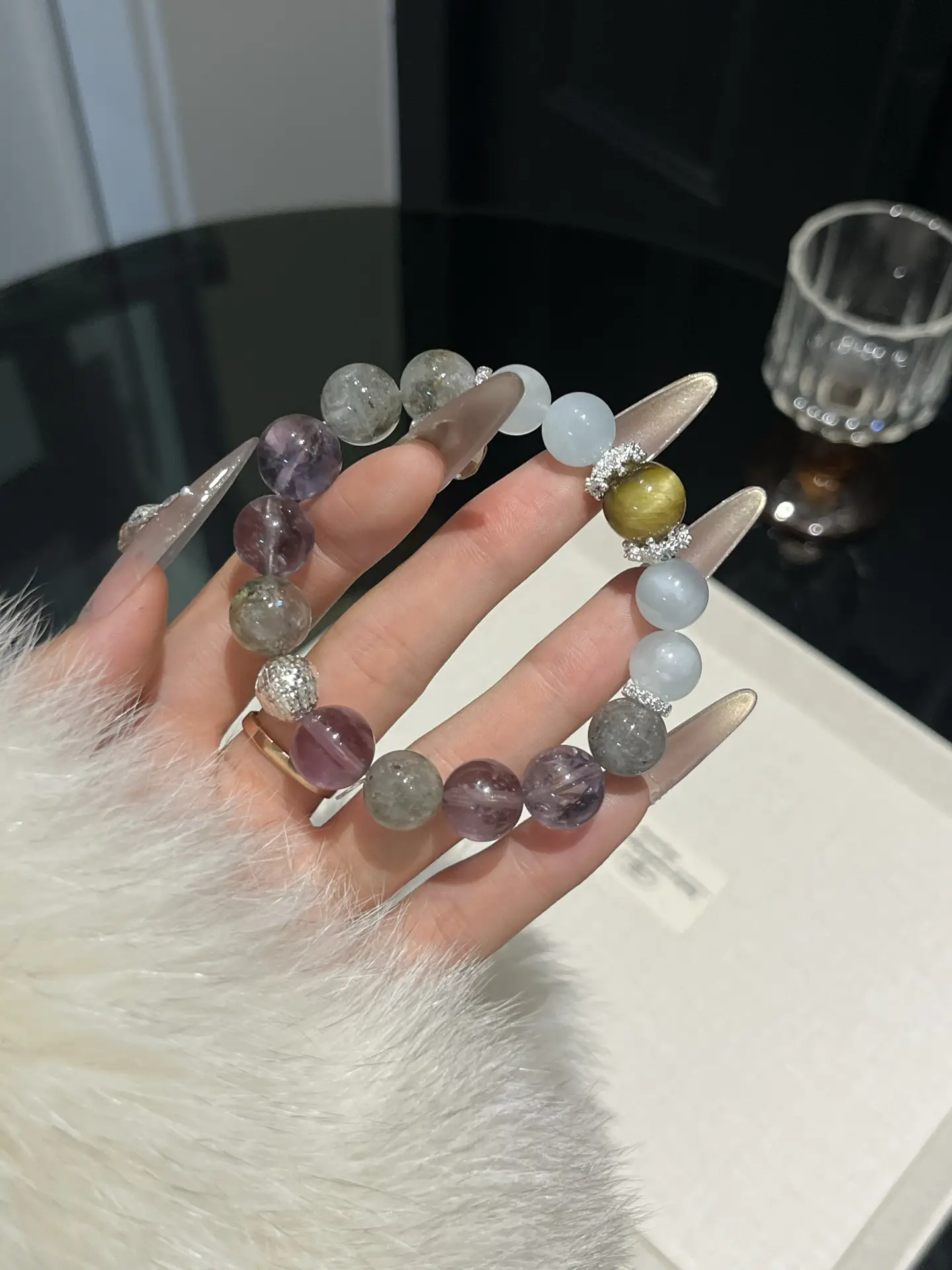 i1747838745323_1147_0_1.webp The Twelve Zodiacs - Aquarius ♒ Golden Tiger Eye Sea Blue Treasure Green Ghost Amethyst 12 - Image 1