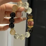 [Chinese Zodiac - Pig] 12-14mm Golden Hair Crystal Red Gum Flower Tea Crystal Golden Tiger Eye Yellow Crystal Obsidian