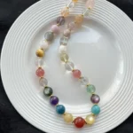 Ultra high quality vermilion pearl identical crystal multi treasure necklace 12mm