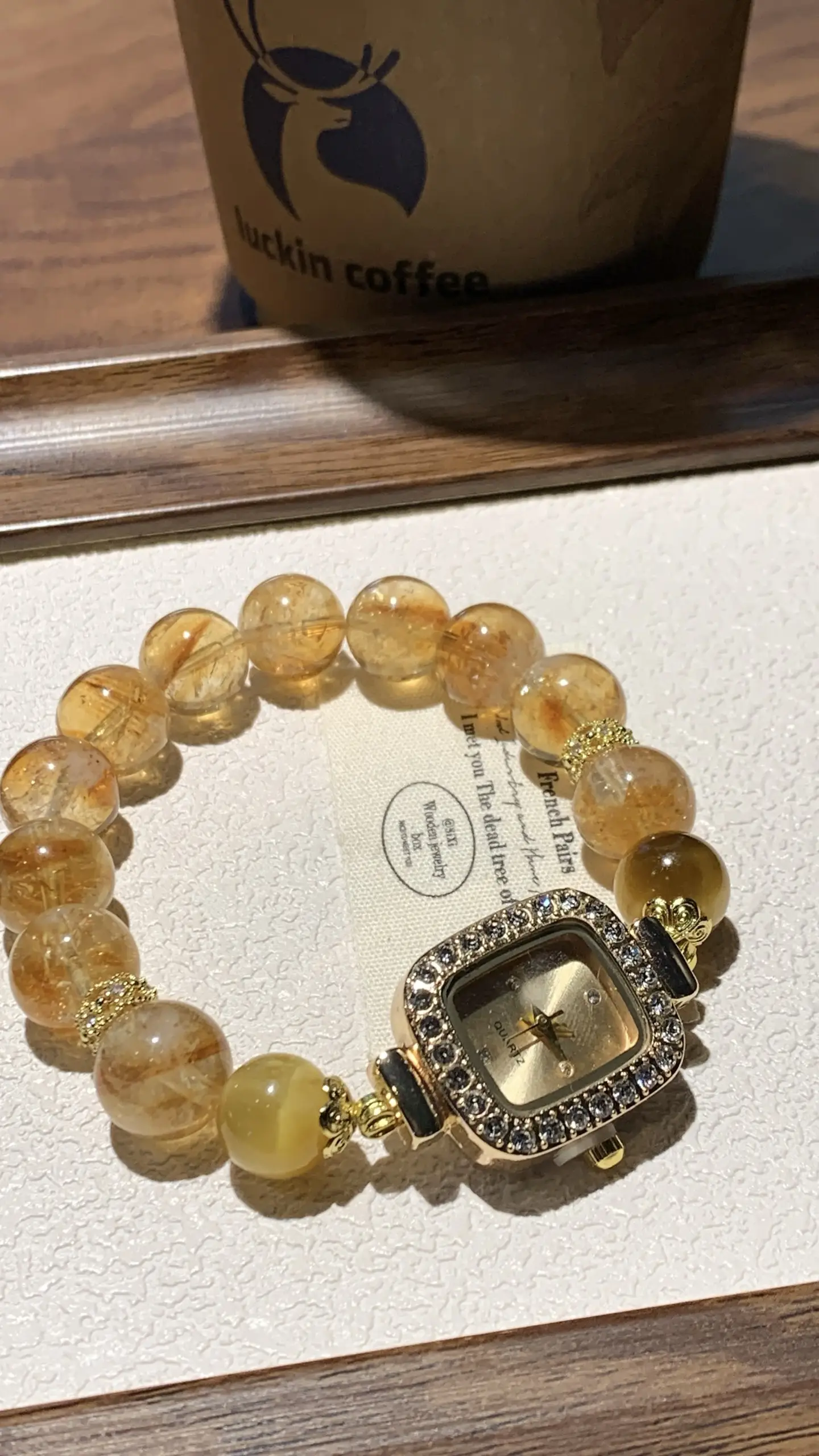 i1749098206488_6056_0_1.webp 【 Crystal Watch 】 High quality yellow tower crystal gold tiger eye 12mm - Image 1