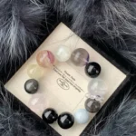 Fluorite, sea blue, precious silver, sparkling stone, lemon yellow water, 16-17mm