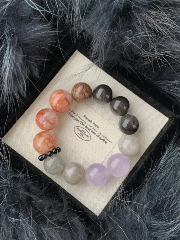 Silver Shine Lime Rabbit Hair Red Gum Flower Purple Crystal