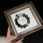 Grey Rabbit Hair White Crystal Silver Shining Stone 15-16mm