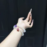 The Twelve Constellations Double Circles Cancer ♋ 6-12mm white crystal and amethyst