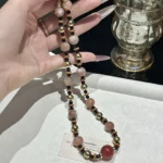 Crystal necklace, red agate, orange, moonlight