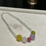 Crystal necklace, Amethyst, White Ghost, Red Pattern, Stone, Yellow, Agate, Olive