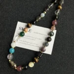 【 Crystal Necklace 】 White Crystal Powder Crystal Tea Crystal Strawberry Crystal Purple Crystal Yangqi Stone Gold Lithium Mica Purple Lithium Mica Gray Moonlight Tea Crystal Golden Tiger Eye Blue Crystal Tianhe Stone Moonlight Shine Stone Agate White Ghost Cliff Cypress 10-12mm