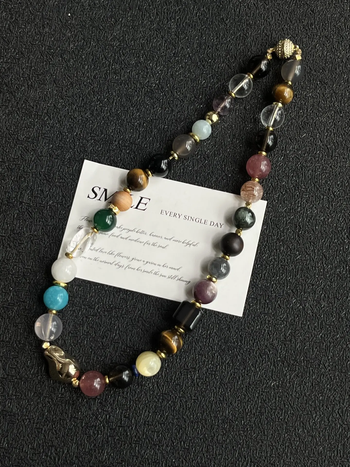 i1754115595888_3368_0_0.webp 【 Crystal Necklace 】 White Crystal Powder Crystal Tea Crystal Strawberry Crystal Purple Crystal Yangqi Stone Gold Lithium Mica Purple Lithium Mica Gray Moonlight Tea Crystal Golden Tiger Eye Blue Crystal Tianhe Stone Moonlight Shine Stone Agate White Ghost Cliff Cypress 10-12mm - Image 1