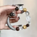 Live streaming volume welfare tea crystal tiger eye stone white crystal green ghost agarwood 12-14mm