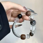 White crystal tea crystal silver obsidian agarwood 12-15mm