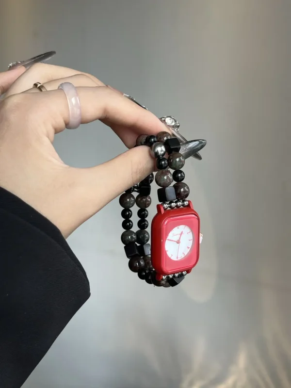 【 Crystal Watch 】 Green Ghost Sandalwood Beads