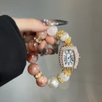 【 Crystal Watch 】 Red Gum Flower White Ghost Cherry Agate 13-16mm