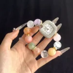 Crystal Watch: Amethyst, White Ghost, Xiuyu, Fluorite, Yellow Gum Flower, Calcite, Pink Jade