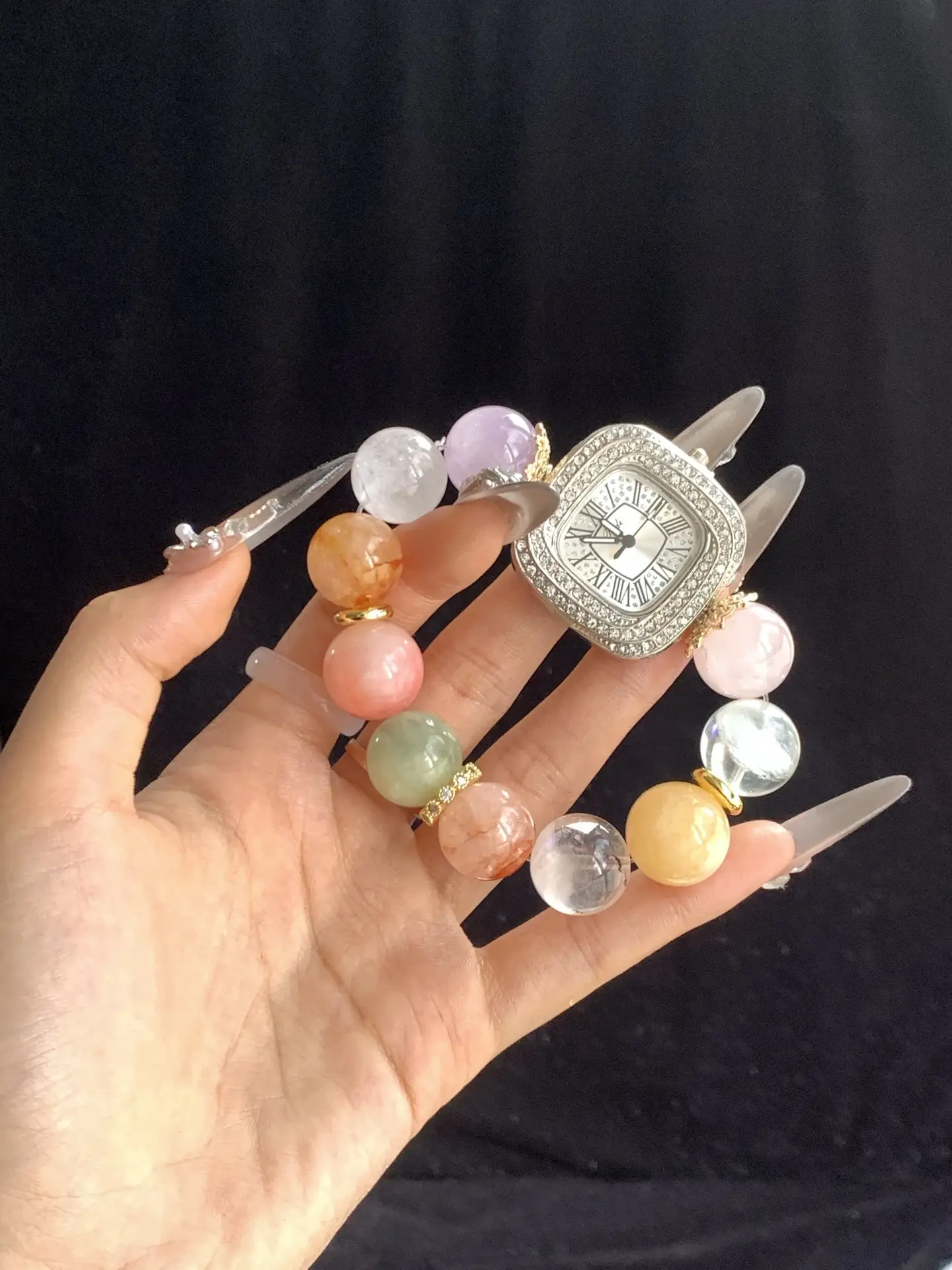 i1755496886831_4841_0_1.webp Crystal Watch: Amethyst, White Ghost, Xiuyu, Fluorite, Yellow Gum Flower, Calcite, Pink Jade - Image 1