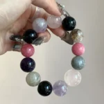 Da Mi Crystal Duo Bao Grey Rabbit Hair Powder Crystal Gel Flower Shining Red Pattern Stone Purple Crystal Obsidian 14-18mm