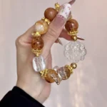 Yellow gum flower white crystal 15-16mm