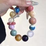 Yellow crystal, white crystal, purple lithium, brilliant Milky Way stone, Uruguay purple water gel flower, coral jade powder crystal, red patterned stone, agate, calcite ceramic, flying saucer 14-18mm