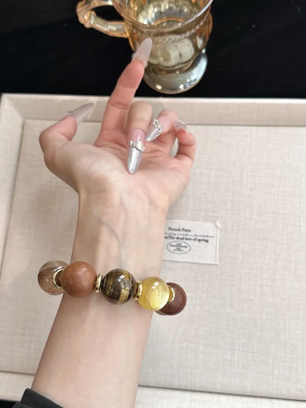 Gold lithium mica yellow tiger eye lightning strike wood yellow glue flower 17-18mm