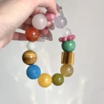 Pink Crystal Amethyst Xiuyu Huyan Stone Agate Raw Ore Turquoise Red Striped Stone Blue Agate Bouncing Di Bead 14-18mm