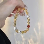 Yellow Tower Crystal Golden Tiger Eye Red Agate 8-9mm