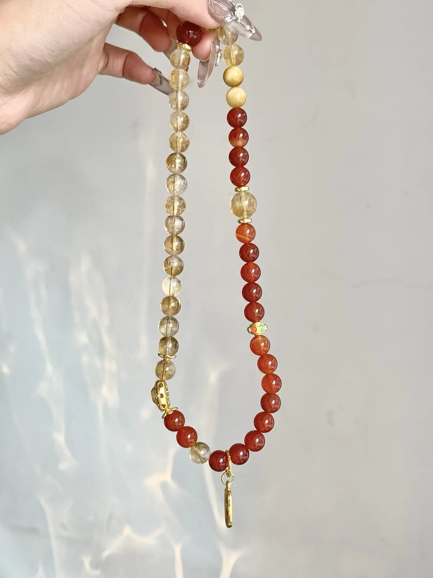 i1757941692118_2394_0_1.webp Yellow Tower Crystal Red Agate Yellow Tiger Eye 8-9mm - Image 1